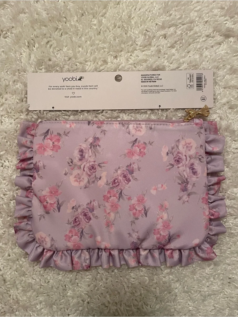 LoveShackFancy x Target - Yoobi Happy Thoughts Ruffle Flat Zip Pencil Case NWT